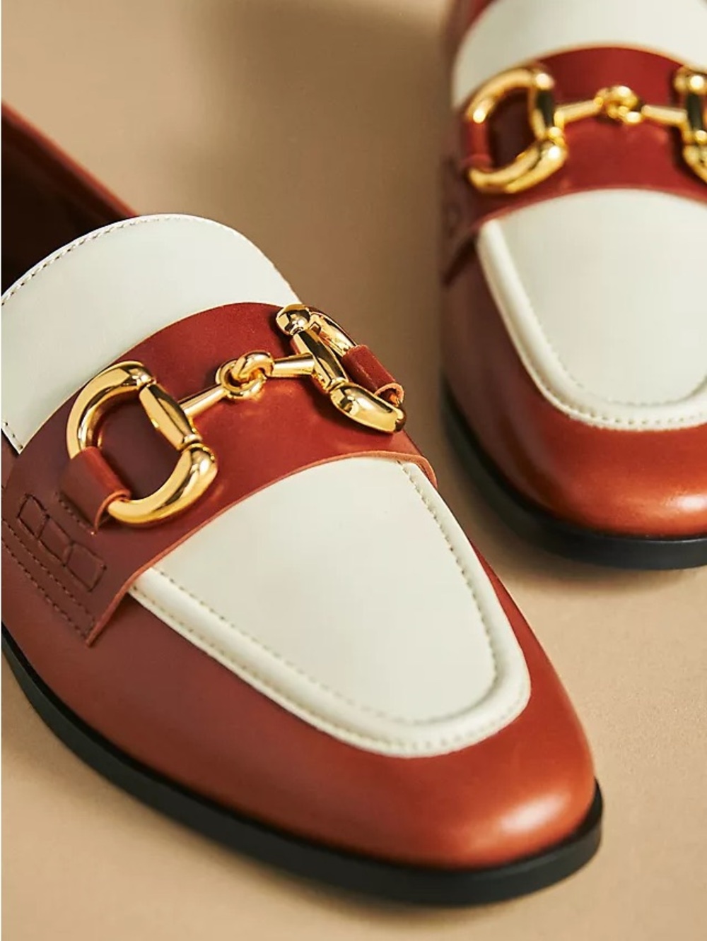 Jeffrey Campbell Velviteen Loafer - Brown and White with Gold Hardware